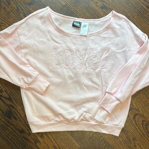 EUC "Loved" Target pink lightweight oversized sweatshirt size XXS (Nov56)